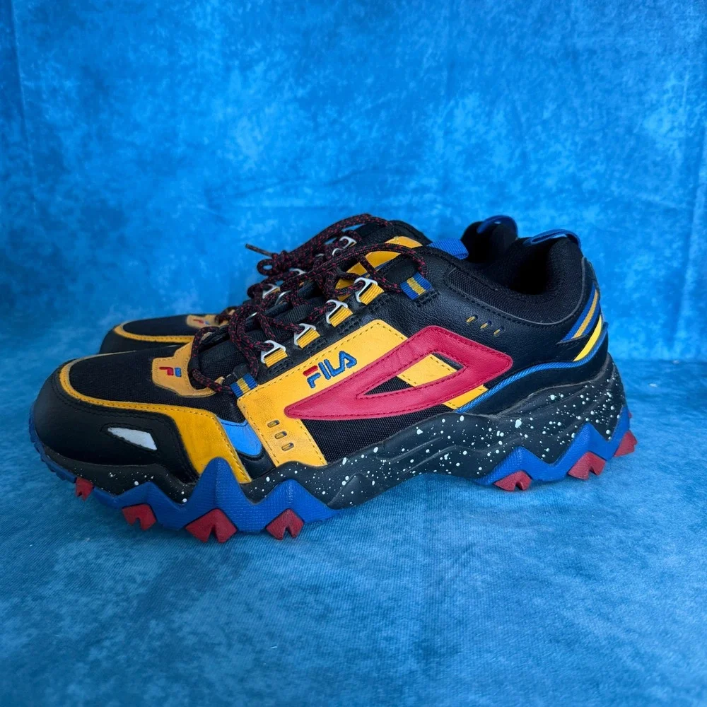 Fila Oakmont TR Mens Sneakers Black Yellow Red Blue 1JM01686-025 Size 11